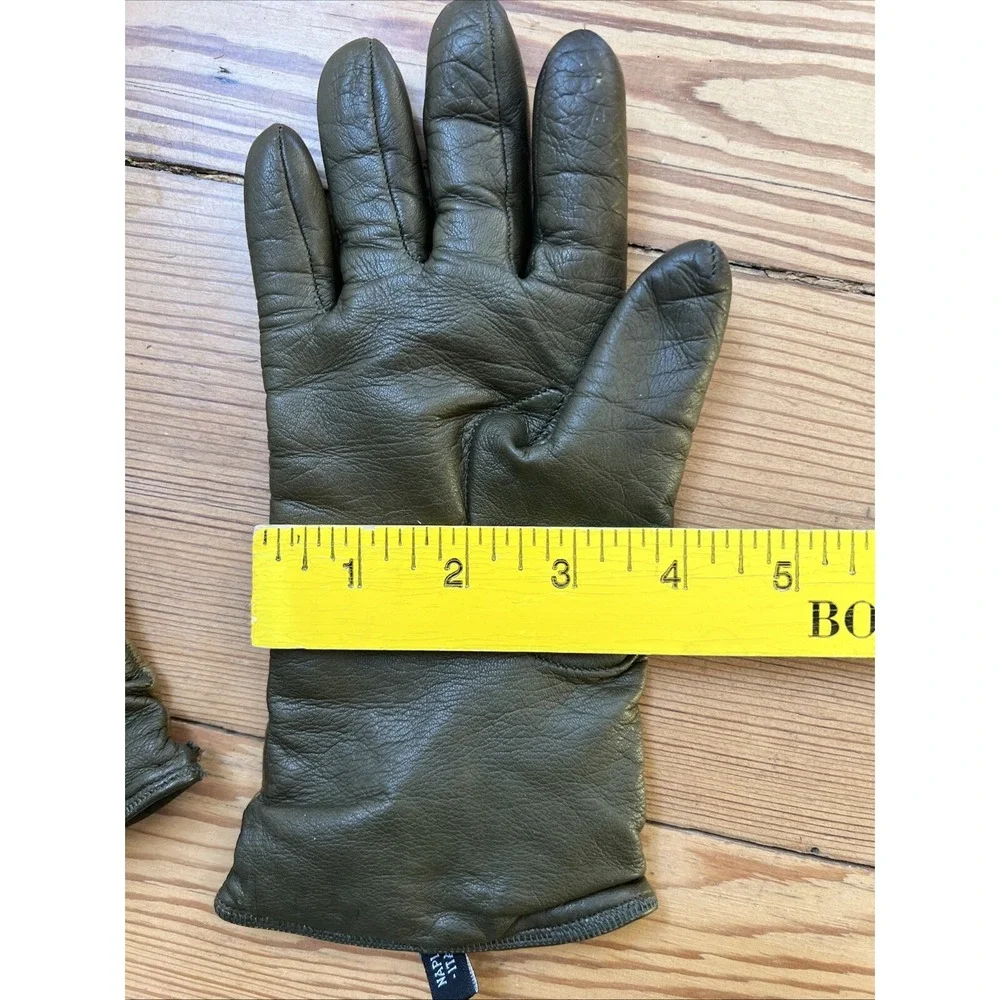 LABONIA Napoli GLOVES genuine LAMBSKIN 2 Tone Green Cashmere Lined 6 1/2 Italy